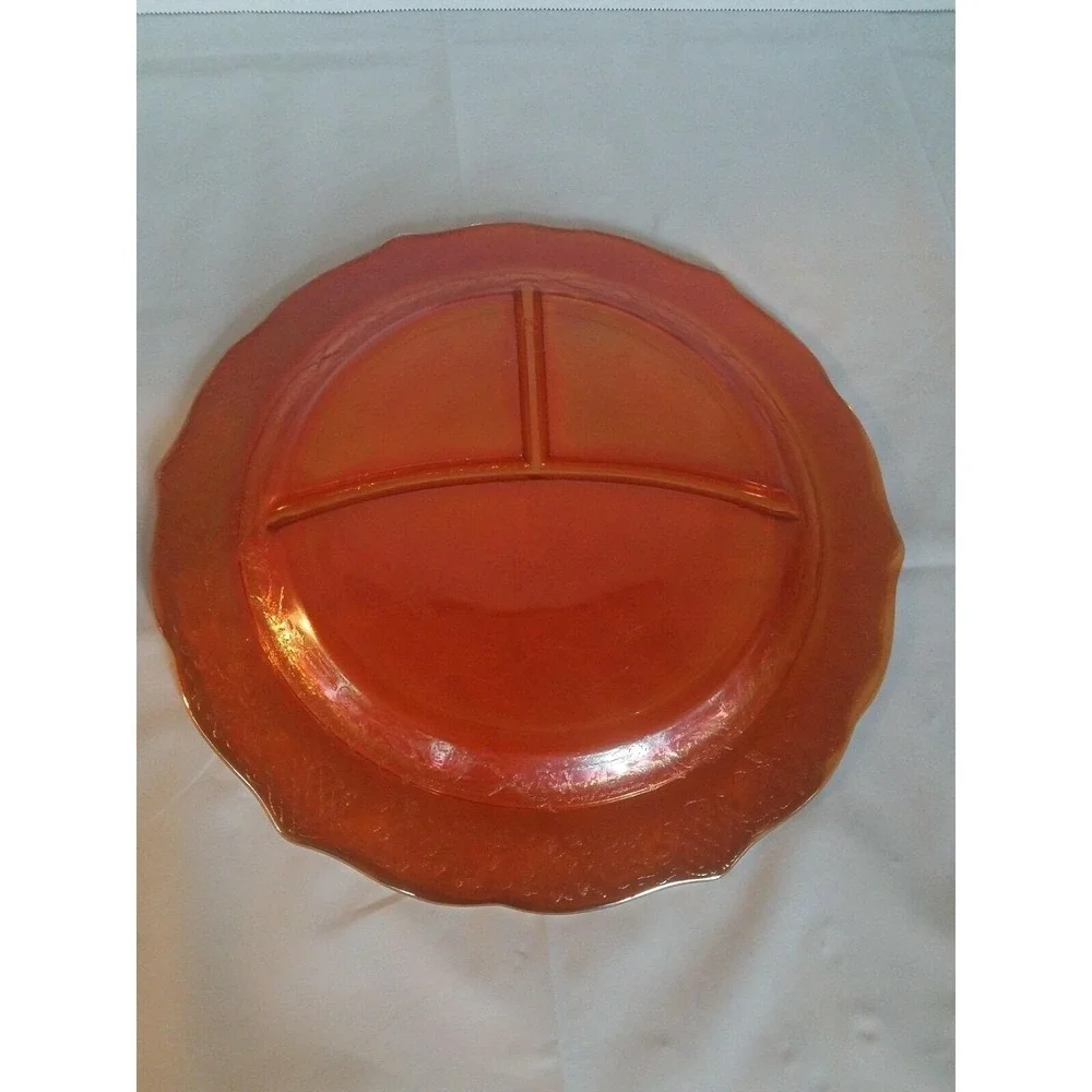 Normandie Marigold Depression Carnival Glass Grill Plate 11